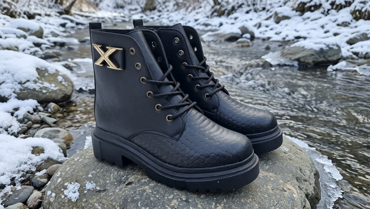بوت زنانه طرح X رنگ مشکی
